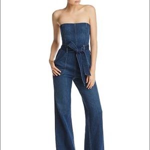 A+O DENIM STRAPLESS JUMPSUIT